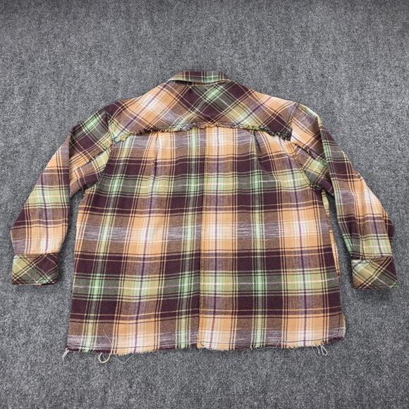 BDG Shirt Womens XS Multicolor Plaid Flannel Raw Hem Button Up Relaxed Fit Boho - Picture 4 of 16